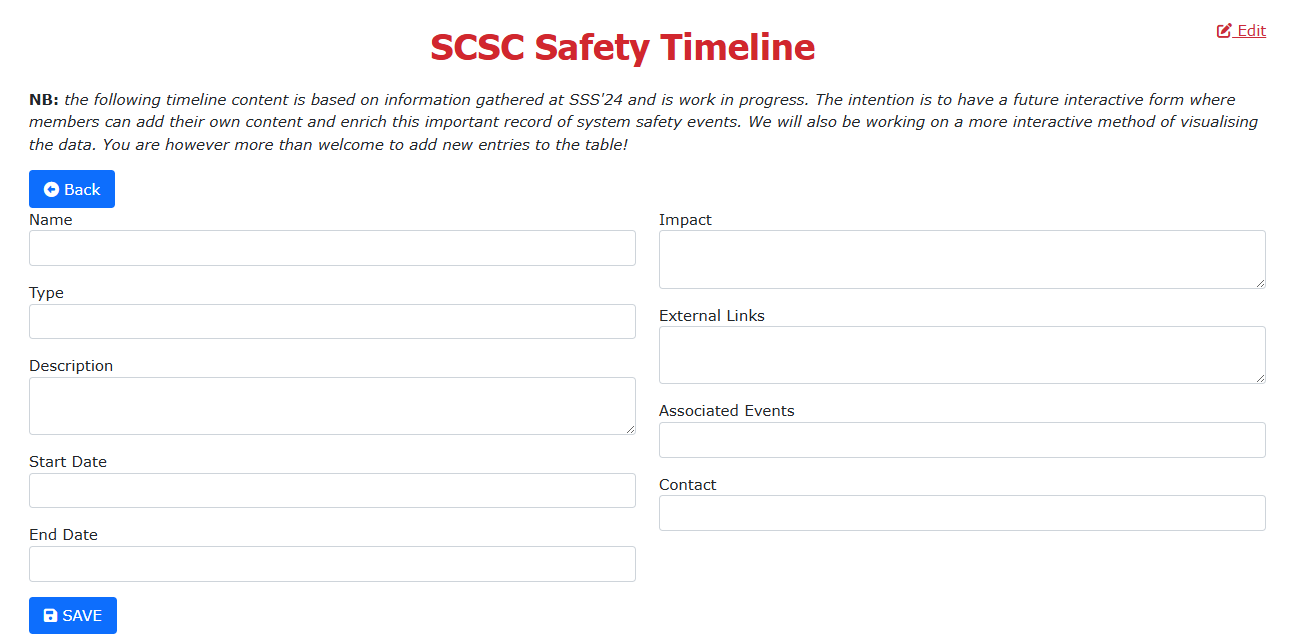 Entry Form with detailed fields to capture information